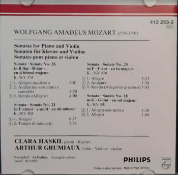 CD Clara Haskil: 4 Sonaten Für Klavier Und Violine KV 301/304/376 & 378 = 4 Sonatas For Piano And Violin 44630