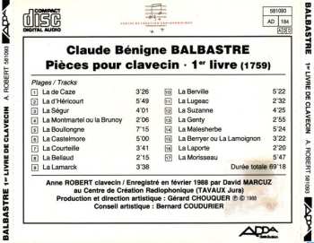CD Claude Balbastre: Intégrale De L'Oeuvre Pour Clavecin - 1. Le Livre De 1759 511205