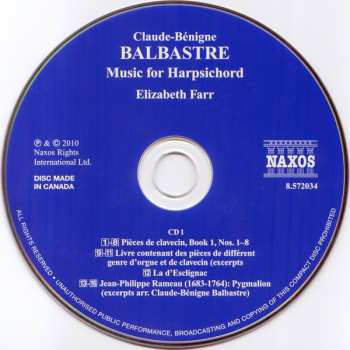 2CD Claude Balbastre: Music For Harpsichord 317112