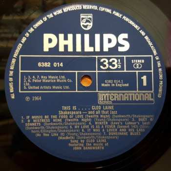 LP John Dankworth: This Is... Cleo Laine - Shakespeare, And All That Jazz