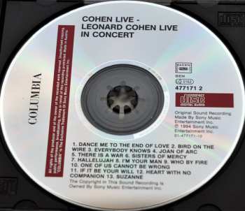 CD Leonard Cohen: Cohen Live - Leonard Cohen In Concert 21289