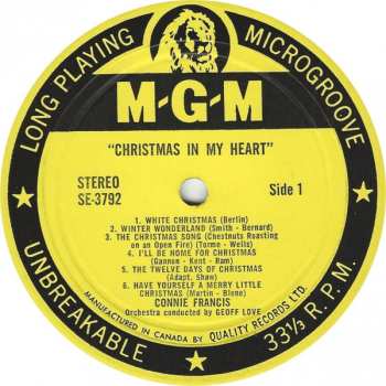 LP Connie Francis: Christmas In My Heart
