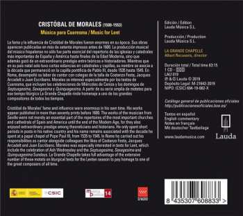 CD Cristóbal de Morales: Lamentabatur Iacob - Música Para Cuaresma 329593