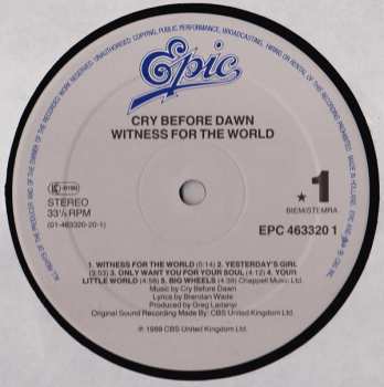 LP Cry Before Dawn: Witness For The World 155912