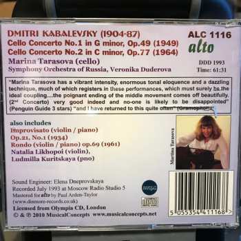 CD Dmitry Kabalevsky: Cello Concertos For Cello No 1 & No. 2  462482