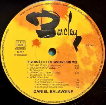 LP Daniel Balavoine: De Vous À Elle En Passant Par Moi 71734