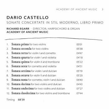 CD Dario Castello: Sonate Concertate In Stil Moderno, Libro Primo 331619