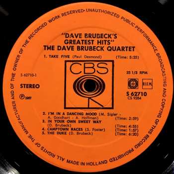 LP Dave Brubeck: Dave Brubeck's Greatest Hits 532210