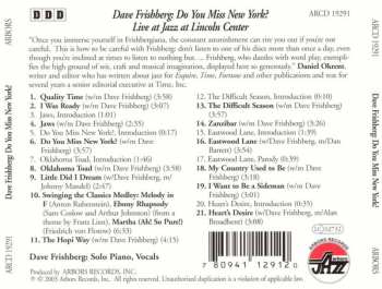 CD Dave Frishberg: Do You Miss New York? Live at Jazz at Lincoln Center 316813