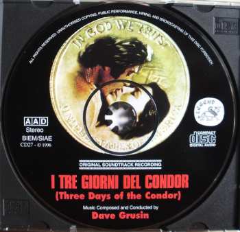 CD Dave Grusin: I Tre Giorni Del Condor = Three Days Of The Condor (Original Soundtrack Recording) 477092