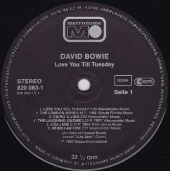 LP David Bowie: Love You Till Tuesday