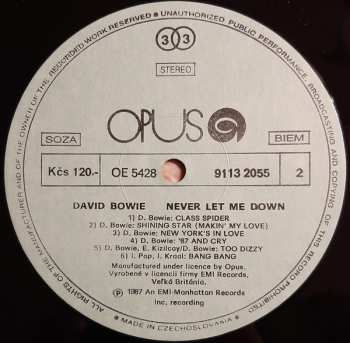 LP David Bowie: Never Let Me Down