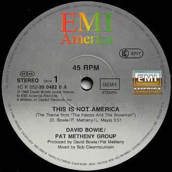 LP David Bowie: This Is Not America (Theme From The Original Motion Picture, The Falcon And The Snowman)