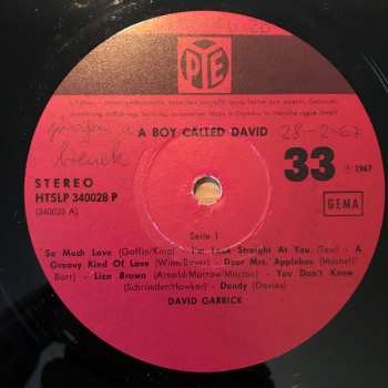 LP David Garrick: A Boy Called David