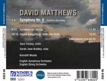 CD David Matthews: Symphony No. 9, Variations For Strings, Double Concerto For Violin And Viola 288765