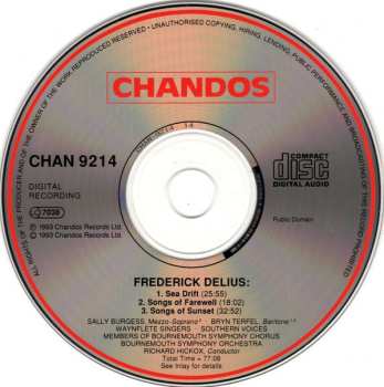 CD Frederick Delius: Sea Drift - Songs of Farewell - Songs of Sunset 453746