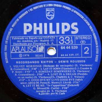 LP Demis Roussos: Recordando Exitos