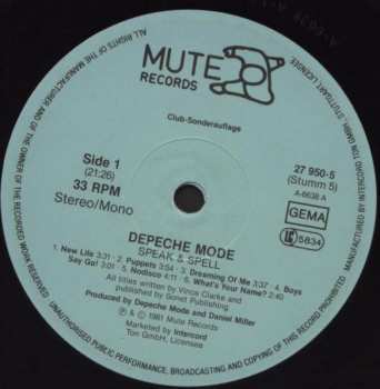 LP Depeche Mode: Speak & Spell