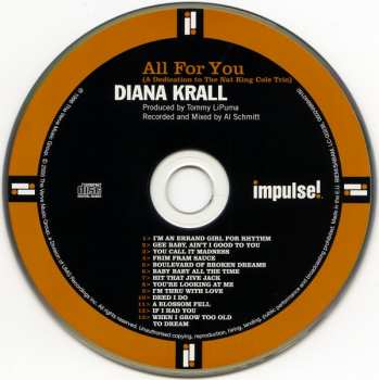 CD Diana Krall: All For You (A Dedication To The Nat King Cole Trio) 1616