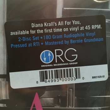 2LP Diana Krall: All For You (A Dedication To The Nat King Cole Trio) NUM | LTD 453007