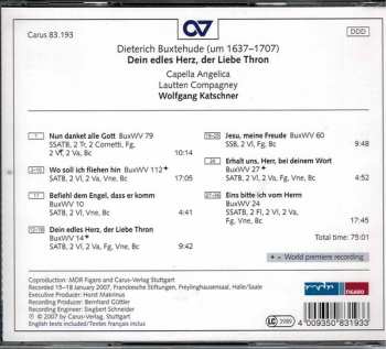 CD Dieterich Buxtehude: Dein Edles Herz, Der Liebe Thron 355148