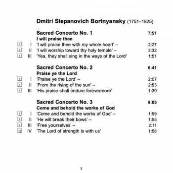 CD Dimitrij Bortniansky: Sacred Concertos. Volume 6, Concertos For Double Choir, Nos 1-10 351554
