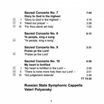 CD Dimitrij Bortniansky: Sacred Concertos. Volume 6, Concertos For Double Choir, Nos 1-10 351554