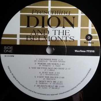 LP Dion & The Belmonts: Presenting Dion And The Belmonts LTD 322883