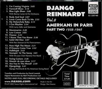 CD Django Reinhardt: Americans In Paris Part Two, Vol. 8 1938 - 1945 (Classic Recordings) 279511