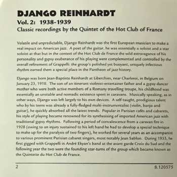 CD Django Reinhardt: Vol. 2:  1938-1939 Classic Recordings By The Quintette Du Hot Club De France 321627