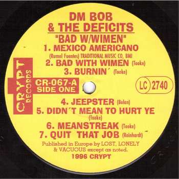 LP DM Bob & The Deficits: Bad With Wimen 83748