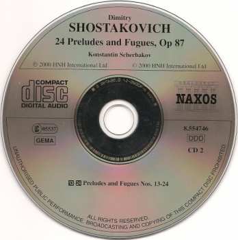 2CD Dmitri Shostakovich: 24 Preludes And Fugues, Op 87 188544