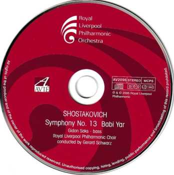 CD Dmitri Shostakovich: Symphony No. 13 "Babi Yar" 472665