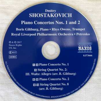 CD Dmitri Shostakovich: Piano Concertos Nos. 1 And 2 / String Quartet No. 8 (Arranged For Piano) 193138