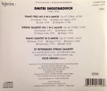 CD Dmitri Shostakovich: String Quartet No. 1 / Piano Quintet / Piano Trio No. 2 299884