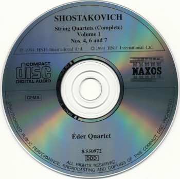 CD Dmitri Shostakovich: String Quartets (Complete) Volume 1 Nos. 4, 6 And 7
