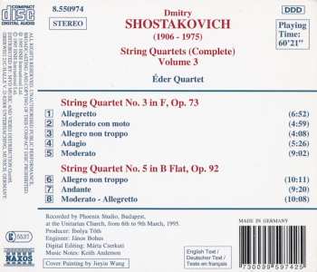 CD Dmitri Shostakovich: String Quartets (Complete) Volume 3 Nos. 3 And 5