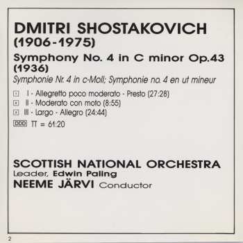 CD Dmitri Shostakovich: Symphony No. 4 In C Minor Op. 43 439332