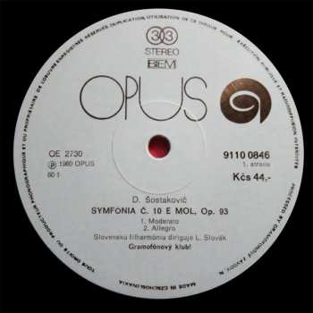 LP Dmitri Shostakovich: Symphony No.10 In E Minor,Op.93 377269