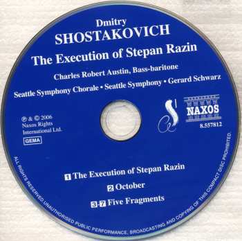 CD Dmitri Shostakovich: The Execution Of Stepan Razin • October • Five Fragments 284697