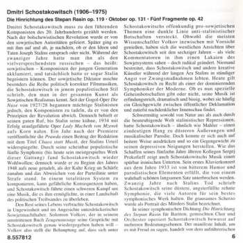 CD Dmitri Shostakovich: The Execution Of Stepan Razin • October • Five Fragments