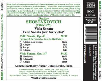 CD Dmitri Shostakovich: Viola Sonata - Cello Sonata (Arr. For Viola) 297990