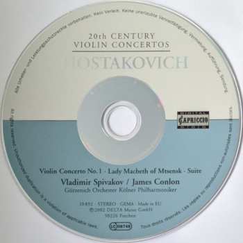 CD Dmitri Shostakovich: Violin Concerto No.1 / Lady Macbeth Of Mtsensk - Suite 317009