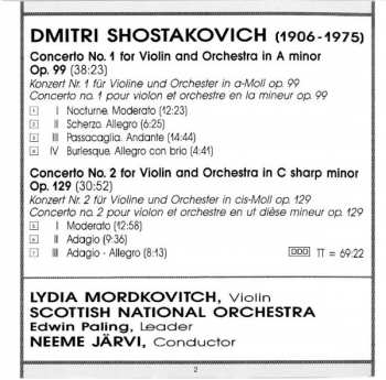 CD Dmitri Shostakovich: Violin Concertos No 1 Op.99 · No 2 Op.129 294296