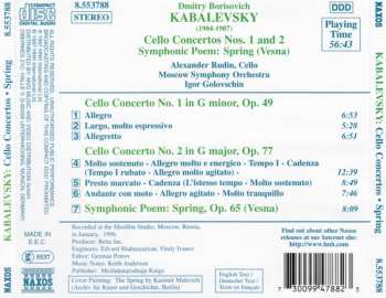 CD Dmitry Kabalevsky: Cello Concertos Nos. 1 And 2 • Symphonic Poem: Spring 294460