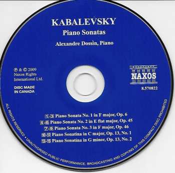 CD Dmitry Kabalevsky: Piano Sonatas (Complete) 324705