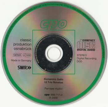 CD Domenico Gallo: 12 Trio Sonatas 149920
