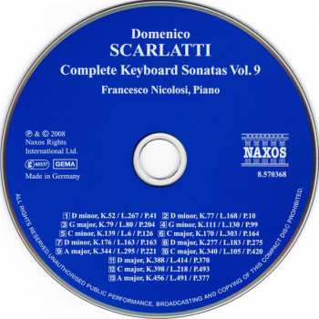 CD Domenico Scarlatti: Complete Keyboard Sonatas Vol. 9 296039