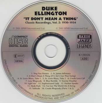 CD Duke Ellington: It Don't Mean A Thing - Classic Recordings Vol.2: 1930-1934 195763
