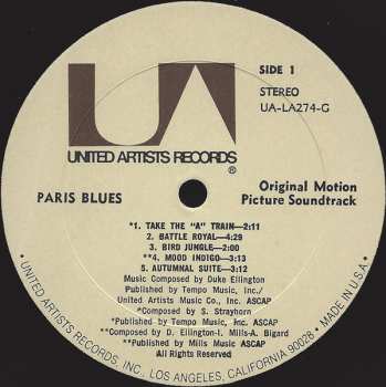 LP Louis Armstrong: Paris Blues (Original Sound Track)